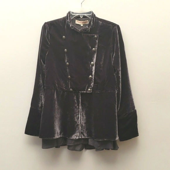 Free People Faye Velvet Jacket Women's Size Extra Small Ebony Military - Picture 5 of 16